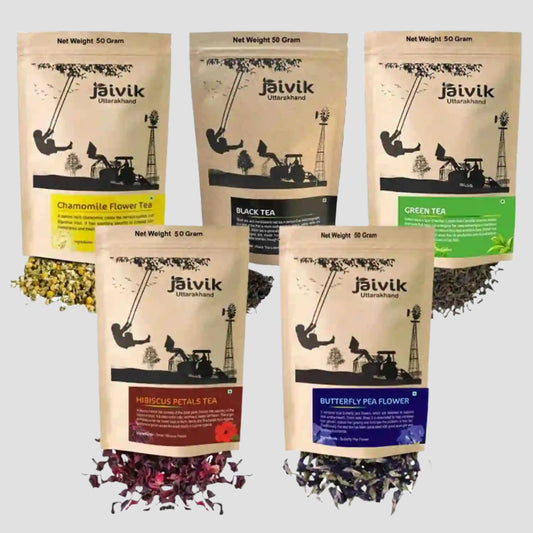 Chamomile Hibiscus Butterfly Pea Balck Green Herbal Tea Gift Pack Combo