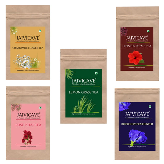 Chamomile Tea, Lemongrass, Butterfly Pea , Rose Petals, Hibisucs (10g each) Pack of 5
