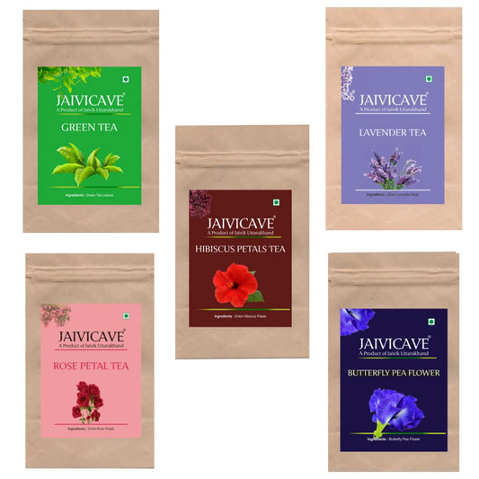 Green Tea, Lavender Buds, Butterfly Pea, Rose Petals, Hibiscus (10g each) Pack of 5