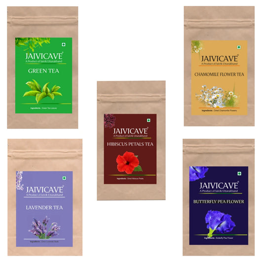 Green Tea, Lavender Buds, Butterfly Pea, Chamomile, Hibiscus (10g each) Pack of 5