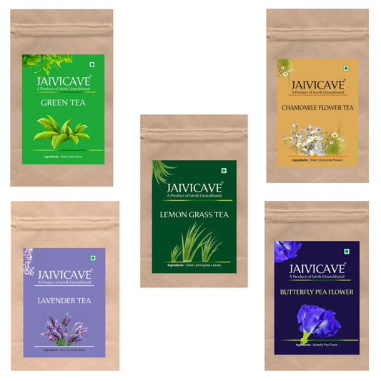 Green Tea, Lavender Buds, Chamomile, Lemongrass, Butterfly Pea, (10g each) Pack of 5