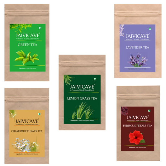 Green Tea, Lavender Buds, Chamomile, Lemongrass, Hibiscus (10g each) Pack of 5