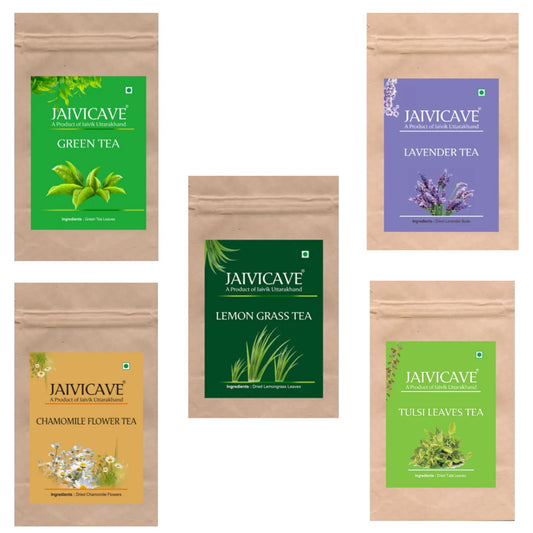 Green Tea, Lavender Buds, Chamomile, Lemongrass, Tulsi (10g each) Pack of 5