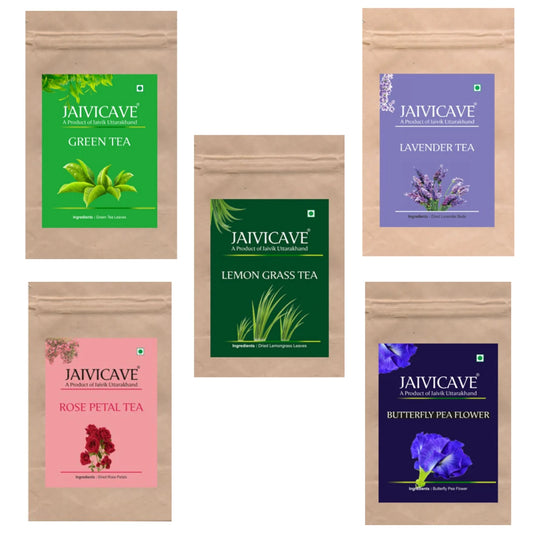 Green Tea, Lavender Buds, Lemongrass, Butterfly Pea, Rose Petals (10g each) Pack of 5