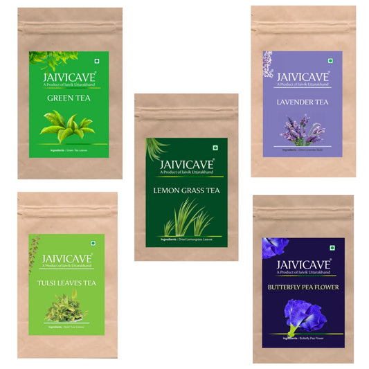 Green Tea, Lavender Buds, Lemongrass, Butterfly Pea, Tulsi (10g each) Pack of 5