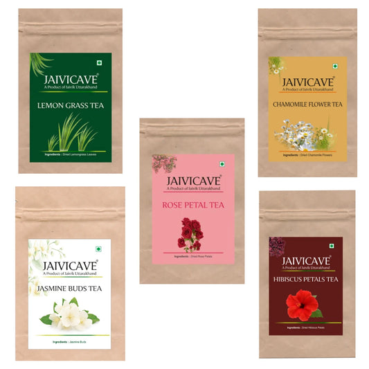 Lemongrass Tea, Chamomile, Rose Petals, Jasmine, Hibiscus (10g each) Pack of 5