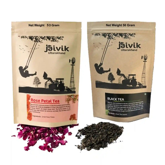 Rose Petals Black Flower Tea Combo