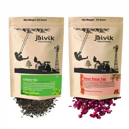 Rose Petals Green Flower Tea Combo