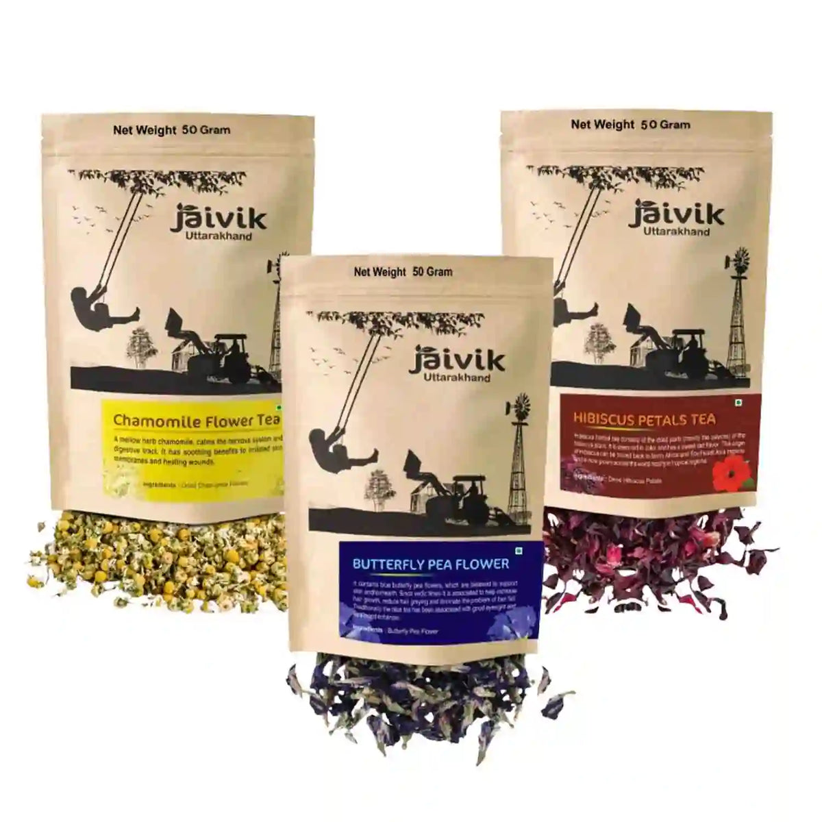 Chamomile Butterfly Pea Hibiscus Herbal Tea Gift Pack Combo