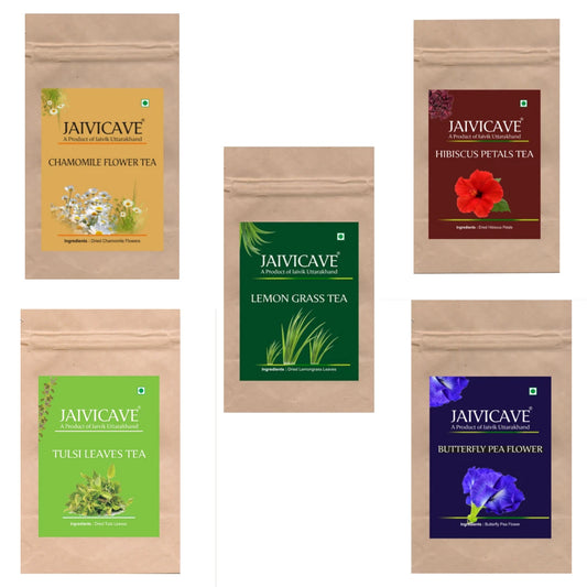 Chamomile Tea, Lemongrass, Butterfly Pea, Hibiscus, Tulsi  (10g each) pack of 5