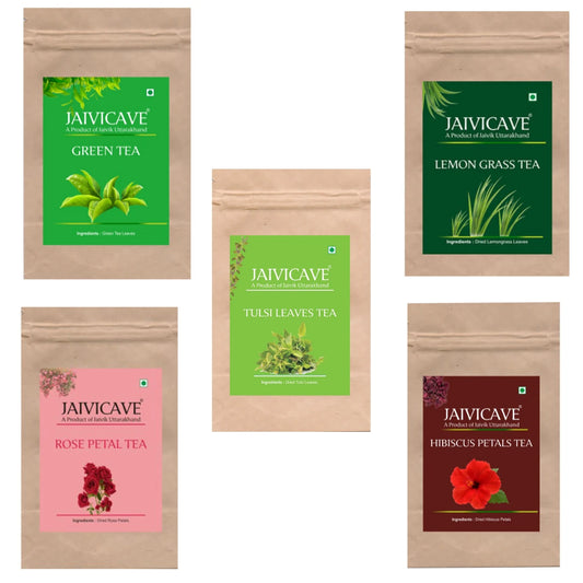 Green Tea, Lavender Buds, Butterfly Pea, Rose, Tulsi (10g each) pack of 5