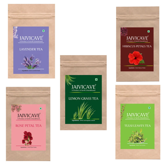 Green Tea, Chamomile, Butterfly Pea, Hibiscus, Tulsi (10g each) Pack of 5
