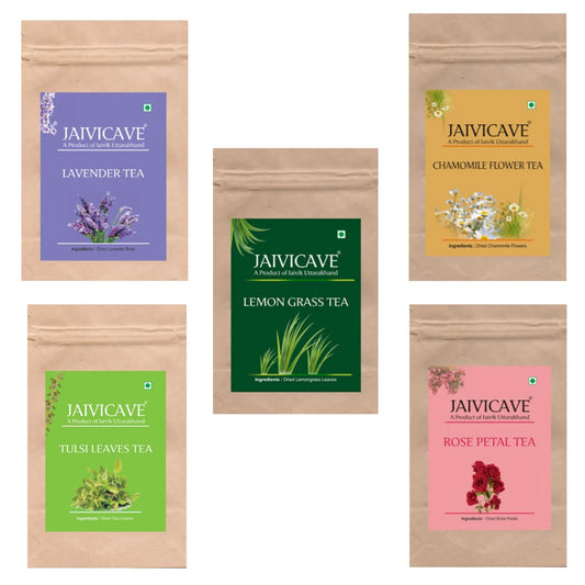 Lavender Buds Tea, Chamomile, Lemongrass, Rose Petals, Tulsi (10g each) Pack of 5