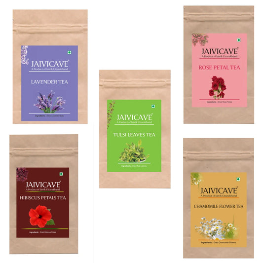 Lavender Buds Tea, Chamomile, Rose Petals, Hibiscus, Tulsi (10g each) Pack of 5