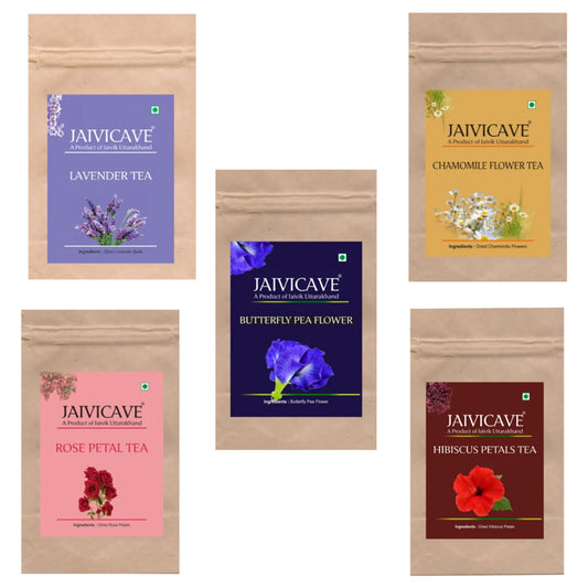 Lavender Buds Tea, Chamomile, Butterfly Pea, Rose Petals, Hibiscus (10g each) Pack of 5