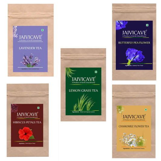 Lavender Buds Tea, Chamomile, Lemongrass, Butterfly Pea, Hibiscus (10g each) Pack of 5