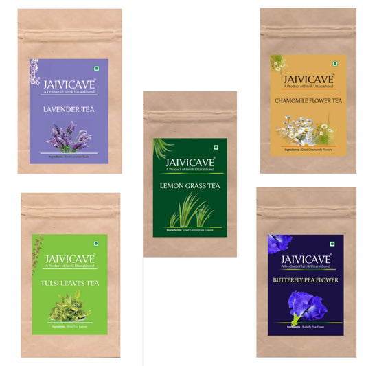 Lavender Buds Tea, Chamomile, Lemongrass, Butterfly Pea, Tulsi (10g each) Pack of 5