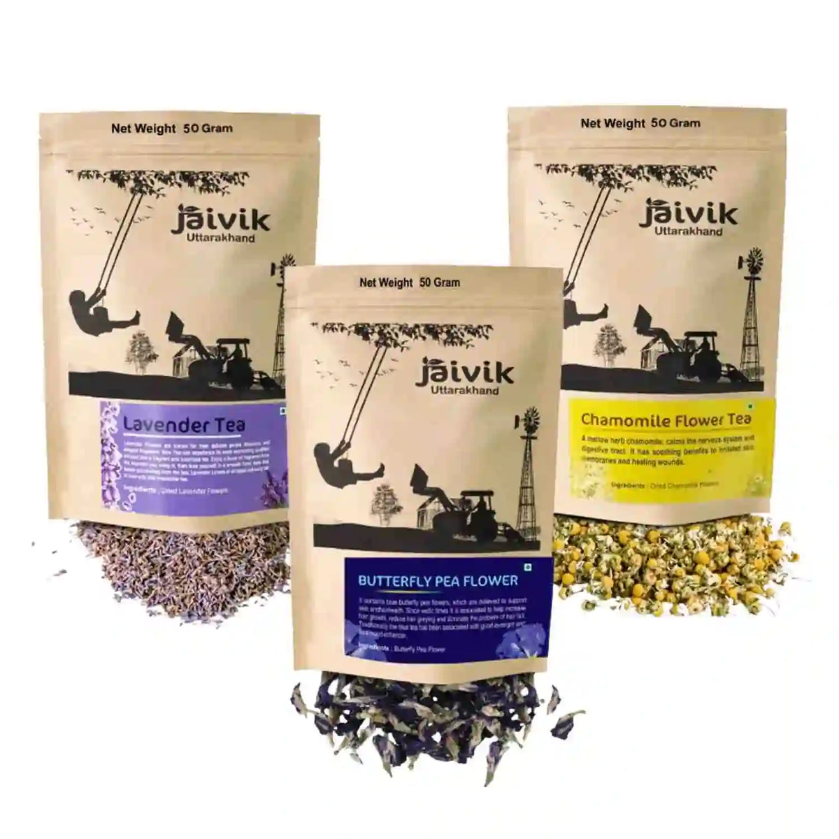 Lavender Chamomile Butterfly Pea Herbal Tea Gift Pack Combo