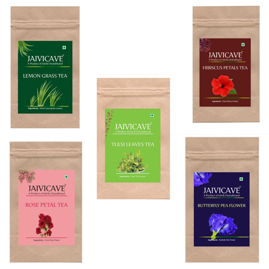 Lemongrass Tea ,Butterfly Pea, Rose, Hibiscus, Tulsi (10g each) pack of 5